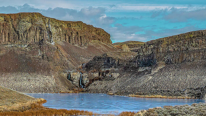 Wall Art featuring the photograph Ice Skaters On Frozen Ancient Lake by Michael DeGrenier