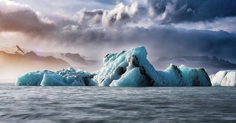 Ice Photograph - Iceberg Sunset by Dee Potter