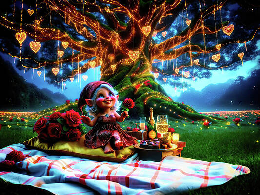 Majestic Wall Art featuring the digital art Iceglitter's Enchanting Valentine by Bill and Linda Tiepelman