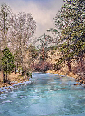 Natural Photograph - Icy Blue Creek In Estes Park, Colorado by Marcy Wielfaert