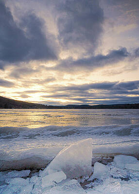 Winter Wall Art featuring the photograph Icy Lake Waramaug Sunset by Dave King