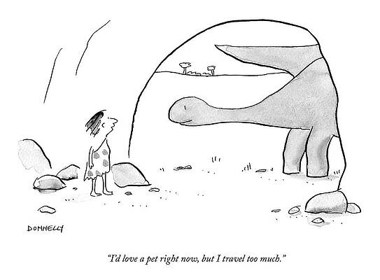 Dinosaurs Wall Art featuring the drawing I'd Love A Pet by Liza Donnelly