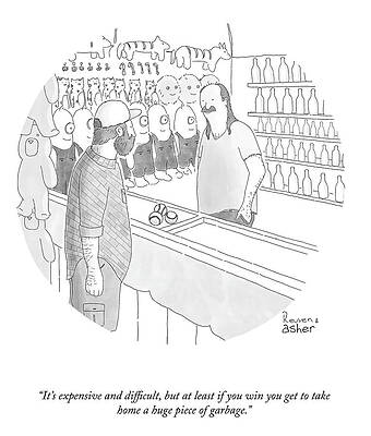 Stuffed Animal Wall Art featuring the drawing If You Win by Asher and Reuven Perlman