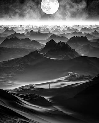 Lunar Landscape with Solitary Figure Photograph