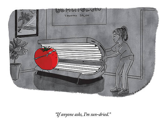 Humorous Tanning Salon Cartoon Drawing