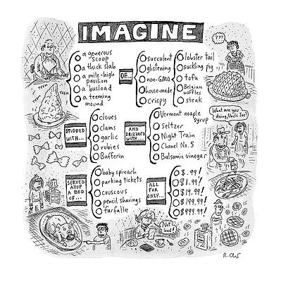 Whimsical Wall Art featuring the drawing Imagine by Roz Chast