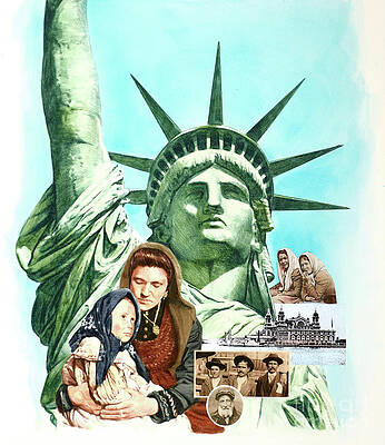 Painting - The 1900s - Immigration - The Statue Of Liberty by Paul and Chris Calle