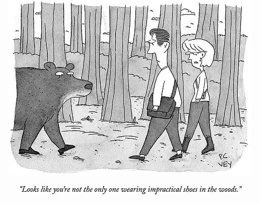 Hiking Drawing - Impractical Shoes by Peter C Vey