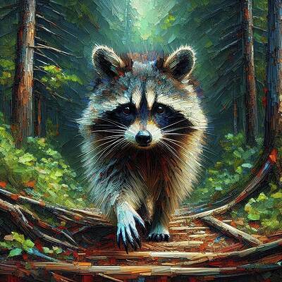 Wildlife Digital Art - Impressionist Raccoon by Don Northup