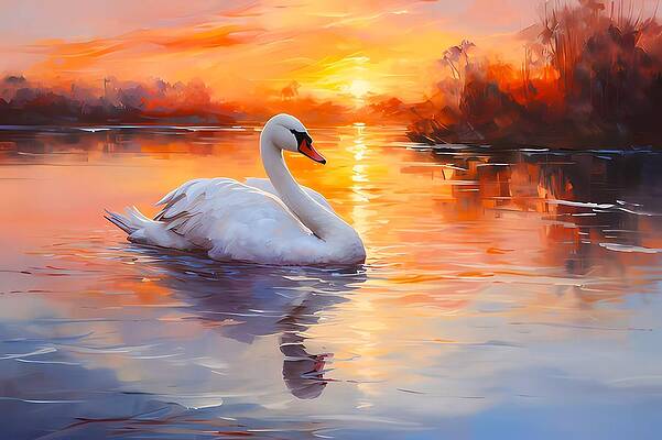Wildlife Digital Art - Impressionist Style Image Of A Graceful Swan No 2 by Andre Petrov