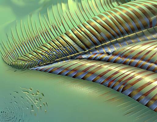 Metallic Feathers in Abstract Design Wall Art
