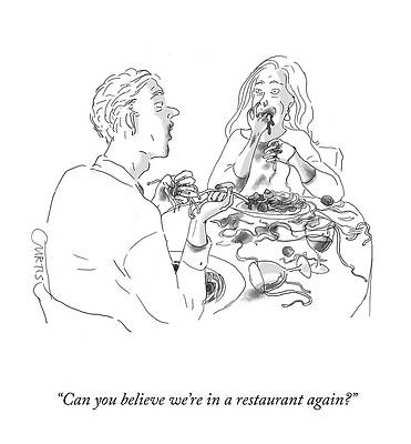 Pig Drawing - In A Restaurant by Kate Curtis