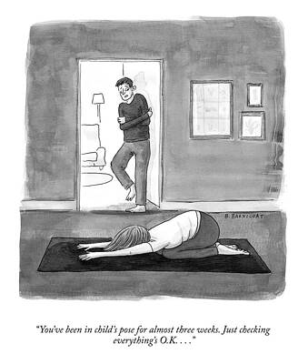 Relax Drawing - In Child's Pose by Becky Barnicoat