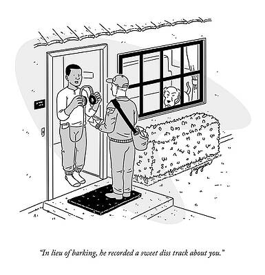 Bark Wall Art featuring the drawing In Lieu Of Barking by Jeremy Nguyen