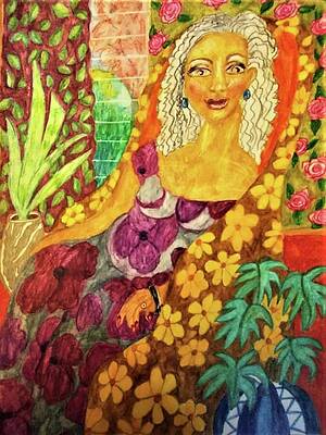 Woman Wall Art featuring the drawing In My Solitude by Stacey Torres