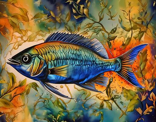 Colorful Digital Art - In The Sea-Weeds by Eris And AI