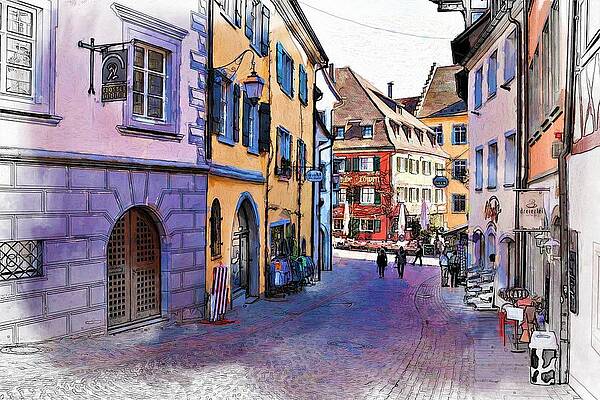 Germany Wall Art featuring the mixed media In The Streets Of Meersburg, Germany by Tatiana Travelways