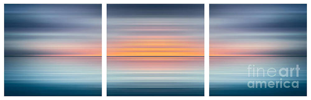 Sky Wall Art featuring the digital art India Colors - Abstract Wide Oceanscape Triptych by Stefano Senise