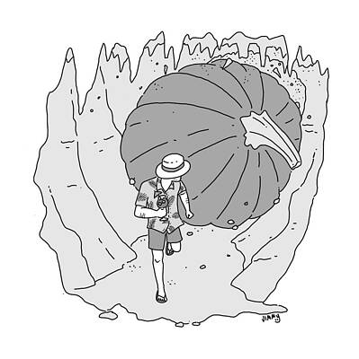 Summer Drawing - Indiana Jones Pumpkin by Jimmy Craig