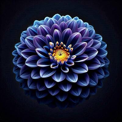 Vibrant Digital Art - Indigo Dahlia by David Manlove