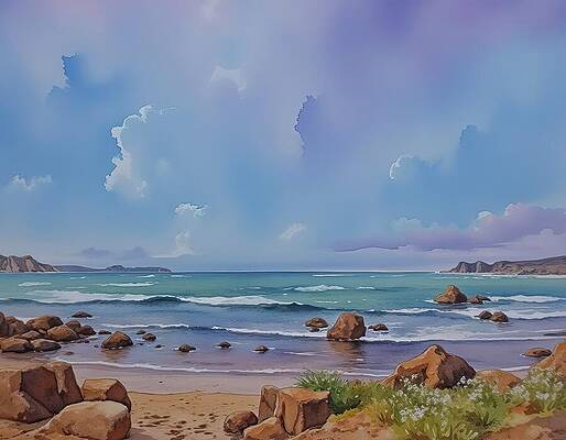 Sky Digital Art - Inlet Cloudscape by Eris And AI