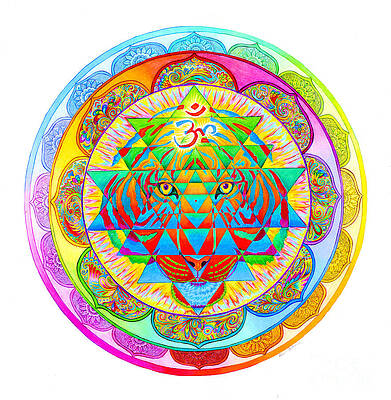 Mandala with Tiger and Om Symbol Wall Art