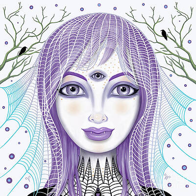 Insects Wall Art featuring the digital art Insect Girl, Spiderella - Sq.White by Valerie White