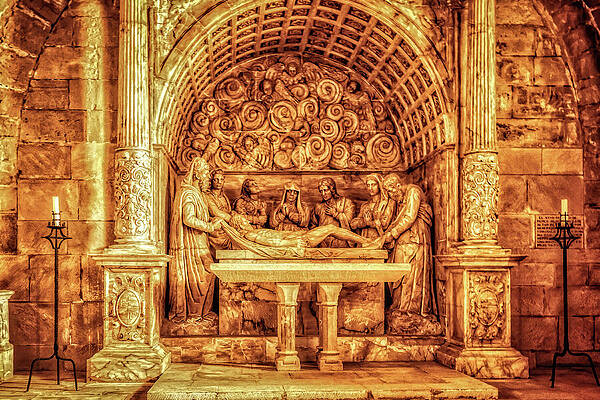 Wall Art featuring the photograph Christ Sculpture At Poblet Monastery, Spain by Tatiana Travelways