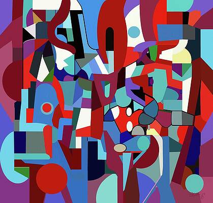 Geometric Painting - Interlocking by Sonja Kraft