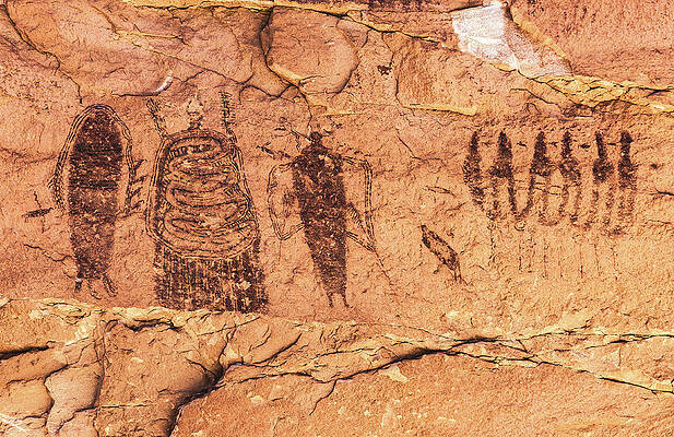 Prehistoric Photograph - Intestine Man And Figures Panel, Utah by Abbie Warnock