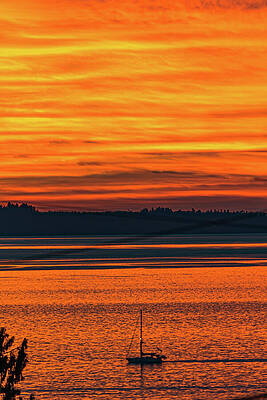 Sky Photograph - Into The Sunset Puget Sound Washington by Tommy Farnsworth