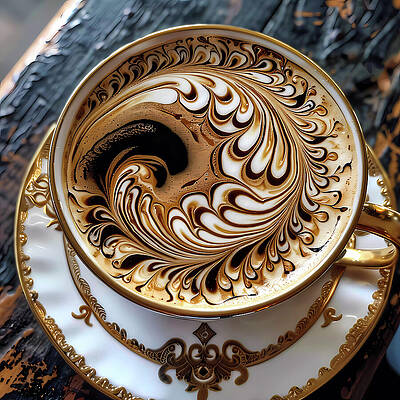 Wall Art featuring the digital art Intricate_coffee_art_as_the_curling_wave_1 by Andre Petrov