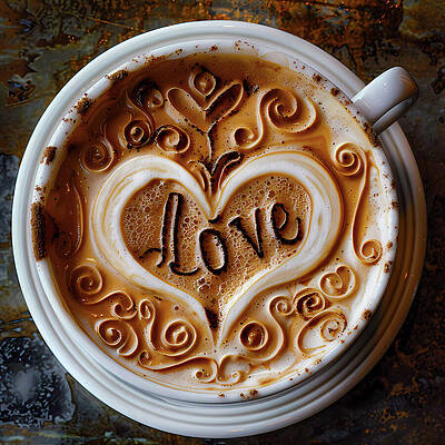 Wall Art featuring the digital art Intricate_coffee_art_as_the_word_Love_2 by Andre Petrov