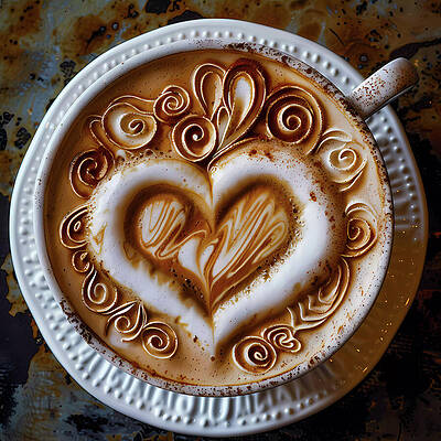 Wall Art featuring the digital art Intricate_coffee_art_as_the_word_Love_3 by Andre Petrov