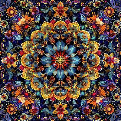 Geometric Digital Art - Intricate_mandala_pattern_No 1 by Andre Petrov