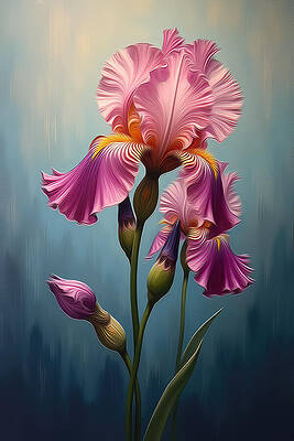 Nature Digital Art - Iris Wall Art Floral Oil Painting by Nature Oil Painting