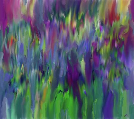 Abstract Wall Art featuring the painting Irises - Abstract Floral Wall Art by Sonja Kraft