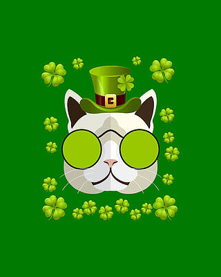 Day Wall Art featuring the digital art Irish Leprechaun Cat by Flippin Sweet Gear