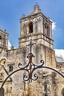 Symbolic Wall Art featuring the photograph Iron Cross At Mission Concepcion by Kelley King