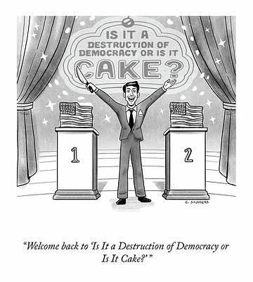 Star Wall Art featuring the drawing Is It A Destruction Of Democracy Or Is It Cake? by Chelsea Saunders