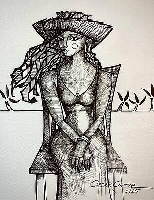 Nostalgic Wall Art featuring the painting Isabela by Oscar Ortiz