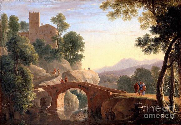 Landscape Digital Art - Italian Landscape With Bridge by Antonios Valamontes