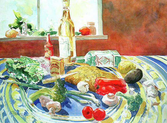Wall Art featuring the painting Italian Salad - Tabletop Series #2 by Sheila Parsons