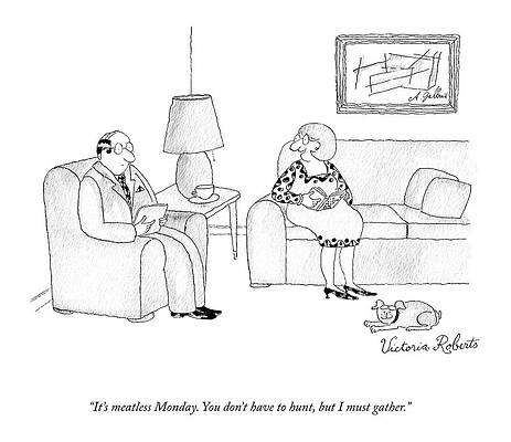 Meat Drawing - It's Meatless Monday by Victoria Roberts