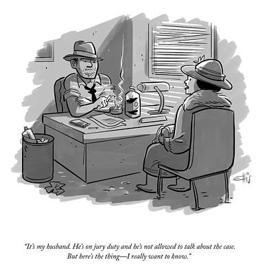 Detective in Noir Office Scene Drawing