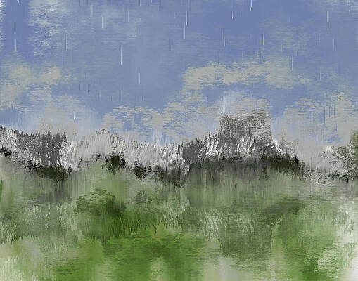 Wall Art featuring the digital art It's Raining In Central Park by Alison Frank