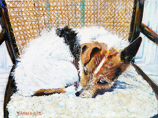 Cozy Terrier on Cane Chair Wall Art