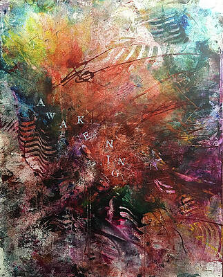 Abstract Wall Art featuring the painting Jackal Magic Dreams by Rodney Frederickson