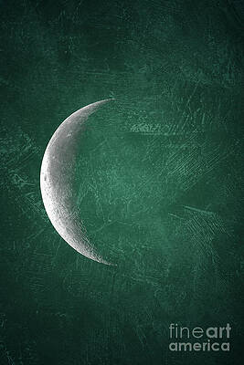 Emerald Crescent Moon Digital Art
