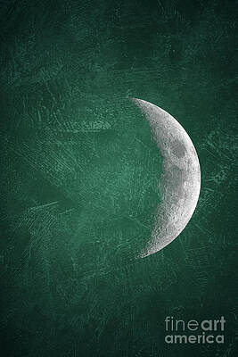 Crescent Moon Over Emerald Green Digital Art